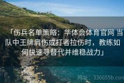 「伤兵名单策略：华体会体育官网 当队中王牌肩伤或打者拉伤时，教练如何快速寻替代并维稳战力」